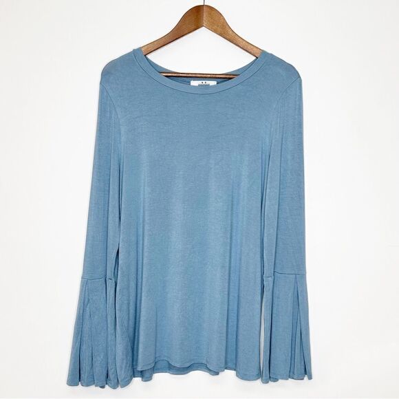Amelia James Bell Sleeve Tunic Top Blue Size Large - Picture 8 of 9